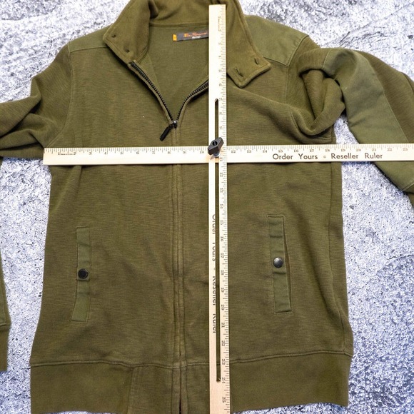 Ben Sherman Mens Jacket Size M Green Knit Nylon & Cotton Bomber Style Jacket - Picture 8 of 14